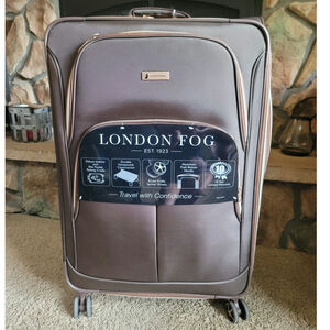 LONDON FOG BROMLEY TAUPE BROWN 29INCH SPINNER SOFT SIDE SUITCASE